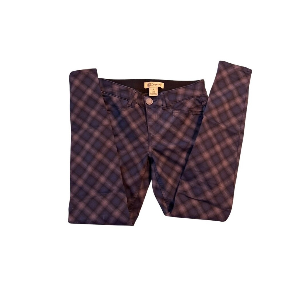 Democracy Womens Purple Plaid Ab‎ Technology Skinny Pants Size 4 Zipper Detail